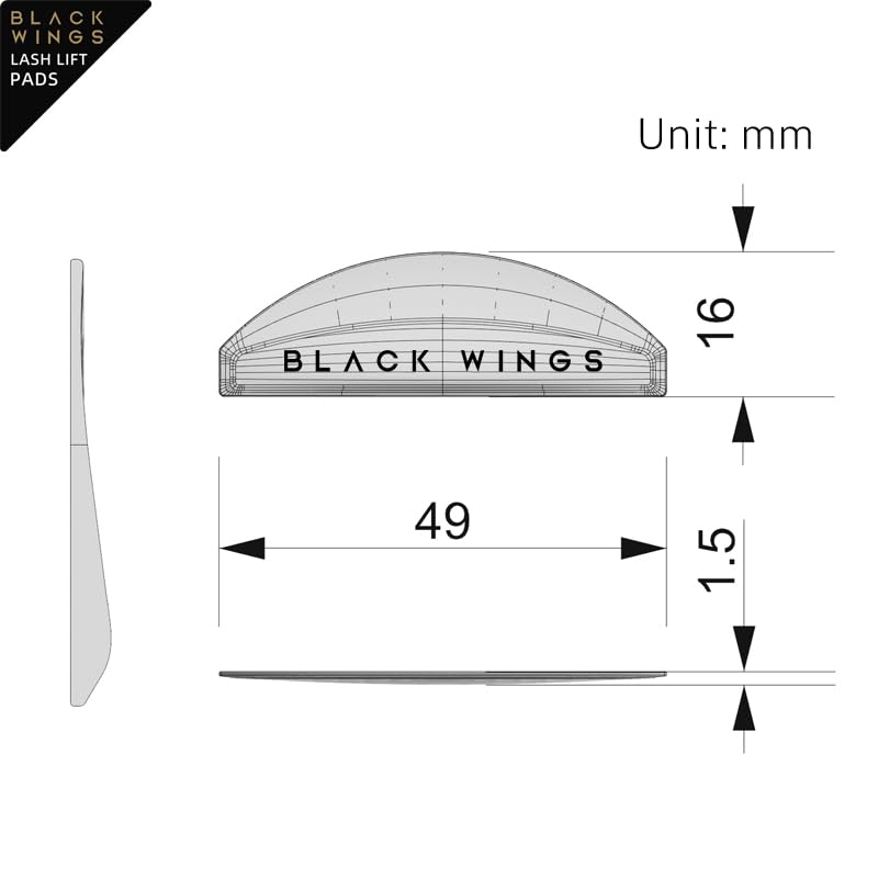 BLACK WINGS وسادات رفع الرموش المسطحة من بلاك وينجز، وسادات رفع الرموش الكورية، رقيقة للغاية 1 مم للاستخدام مع تجعيد الرموش رقم 1 فقط، وسادات لتنعيم الرموش للاستخدام في الصالونات - Image 3